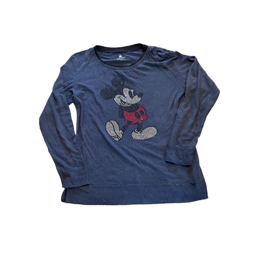 Disney Parks Shirt Womens M Rhinestone Bling Mickey Mouse T Shirt Blue